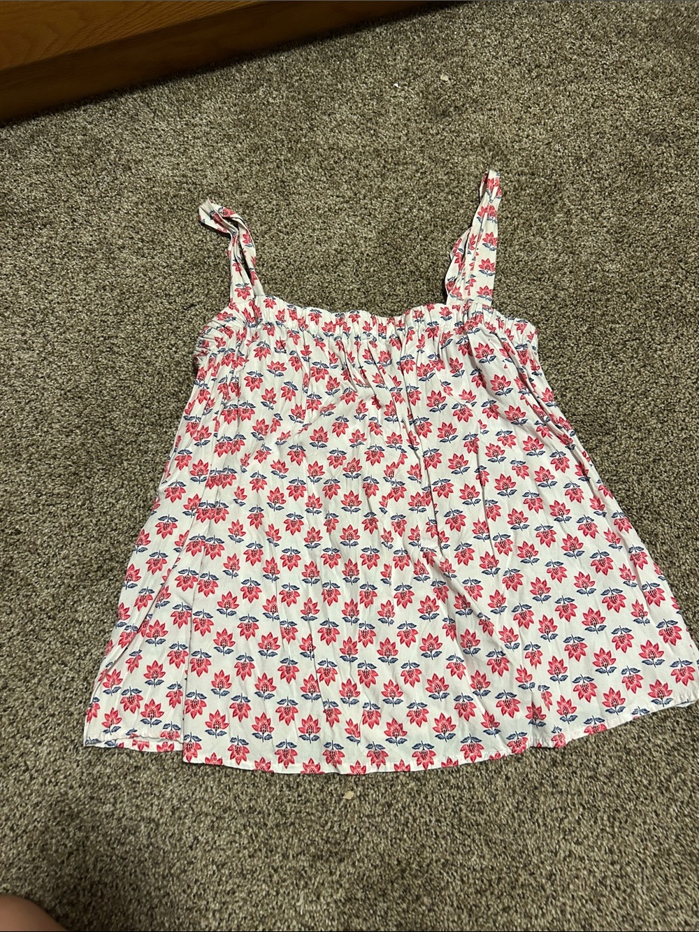 Old Navy White Tank Top with Pink Floral Print